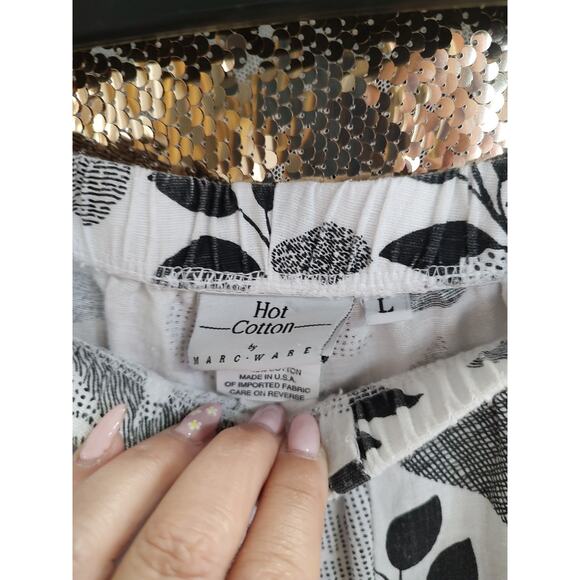 Hot Cotton Linen Cotton Blend Pants Black White Large - Picture 8 of 13